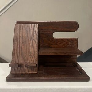 TESLYAR Wood Phone Docking Station  - Desktop or Nightstand Organizer